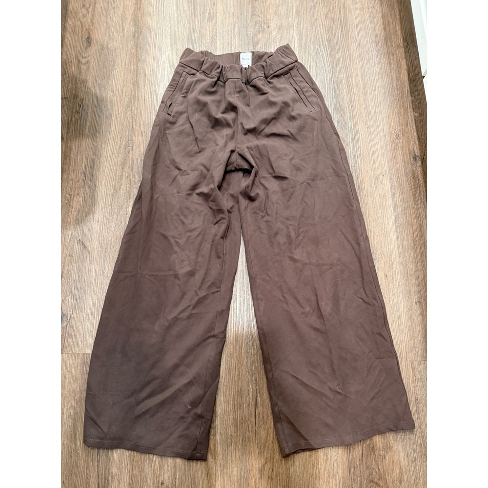 Maeve Anthropologie Brown Wide Leg Pull On Trousers Pants Small High Rise Pocket